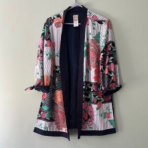 Chico's Floral Kimono Jacket - Black, Red, Green